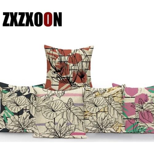 Home Decor Colorful Red Pink White Flower Polyester Sofa Home Cushion Cover for Living Room Almofadas Pillow Cover Case