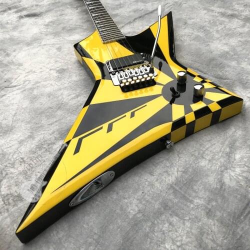 Customized irregular black and white striped electric guitar, logo and shape can be customized according to the requirements