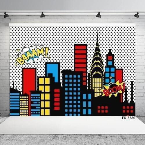 Photography Backdrops for Birthday Party Superhero Theme Customized Photo Background for Children Baby Boys Party Banners