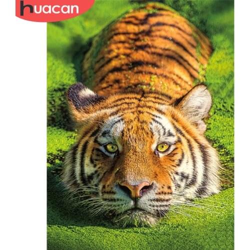 HUACAN Diamond Painting Tiger Full Square Drill 5D DIY Diamond Embroidery Animal Mosaic Sale Rhinestone Art Home Decor