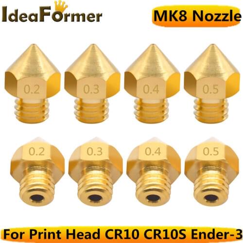 5Pcs MK8 Brass Nozzle M6 threaded Upgrade Big Capacity Nozzle For CR10 CR10S Ender-3 3D Printer 1.75mm filament Printing Head