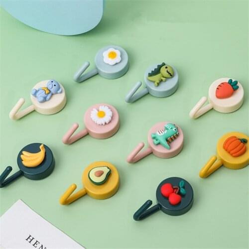 Cartoon Cute Towel Holder Self Adhesive Wall Rack Washing Cloth Rag Hook Storage Hanger Hand Towel Dish Towel Rack Kitchen