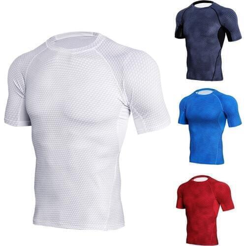 Men Gym T Shirt Compression Quick Dry Short Sleeve Fitness T-shirt Homme Running Sport Jerseys Exercise Sportswear Clothes