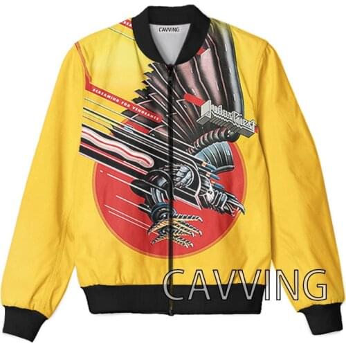 CAVVING 3D Printed Judas Priest Rock Band Zipper Bomber Jackets Men Overcoat Mens Coat Zip Up Jackets for Women/Men