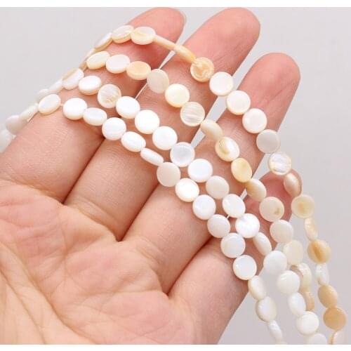 Natural Mother of Pearl Shell Disc-shaped Beaded Handmade Crafts DIY Elegant Necklace Bracelet Jewelry Bead Accessories Making