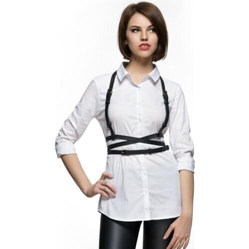 New Punk Goth Leather Belt Cage Sculpting Leather Waist Belt Chest Belt Slim Body Jewelry Belt Buckle Body Harness Bondage