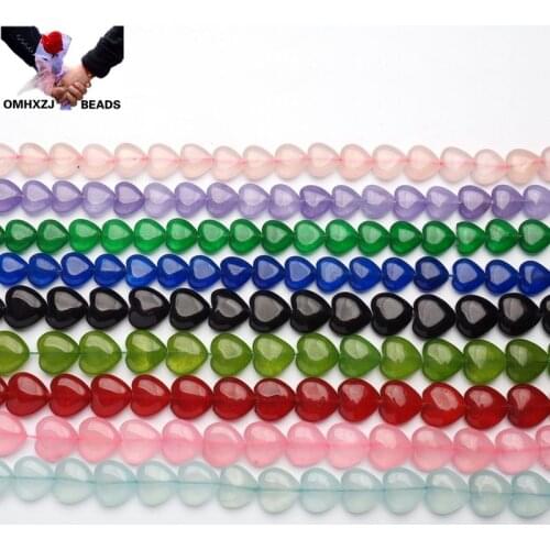 OMH Wholesale JD217 12*5 15*7mm Jewelry DIY Making Bracelet Necklace Natural AAA Chalcedony Loose Spacer Heart String Beads