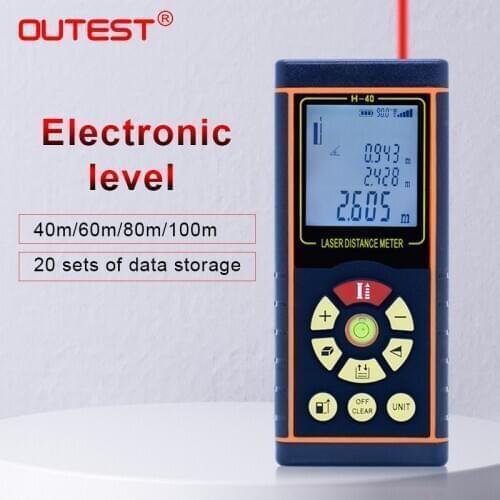 OUTEST Digital Laser Distance Meter 40M/60M/80M/100M Laser Rangefinder Laser Roulette Ruler Area /Volume/Pythagorean Measurement