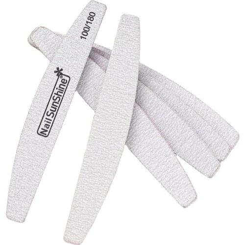 100/50pcs Half-Moon Nail White Gray Files Polish 100/180grit Manicure Double Trimmer Sanding Acrylic Nails Files 17.5*2.8*0.4cm