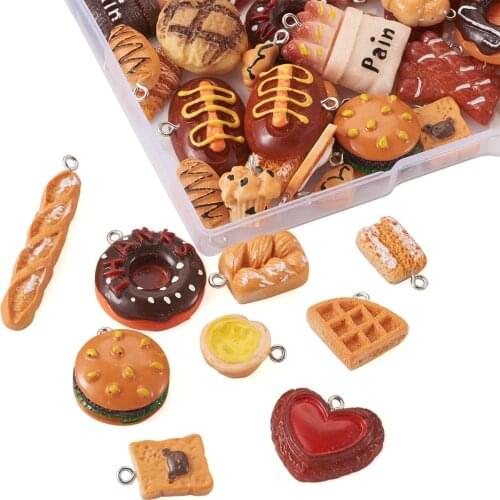 42pcs 3D Imitation Food Resin Pendants Simulation Bread Cake Cookies Charms For Jewelry Making Handmade DIY Earrings Keychain