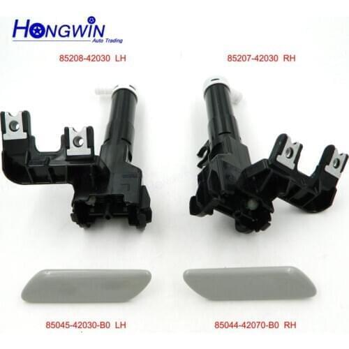 85208-42030 (LH) & 85207-42030 (RH) Headlight Water Spray Nozzle + 85045-42030-B0 & 85044-42070-B0 Cap Fits Toyota RAV4 08-10