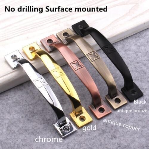 Retro Simple No drilling Surface mounted Chrome Black DIY Furniture Handle Gold Antique Brass Copper Cupboard Cabient drawerKnob