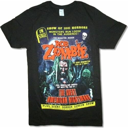 Rob Zombie Great American Nightmare Black T Shirt New Official Merch Graveyard