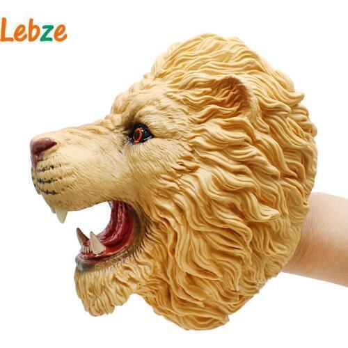 Lion Head Hand Puppet For Stories Animal Head Hand Puppet Soft Non-toxic Realistic Lion Model Figure Toy For Children