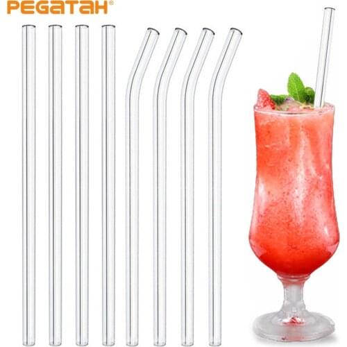 High Borosilicate Glass Straws Eco Friendly Reusable Drinking Straw for Smoothies Cocktails Bar Accessories