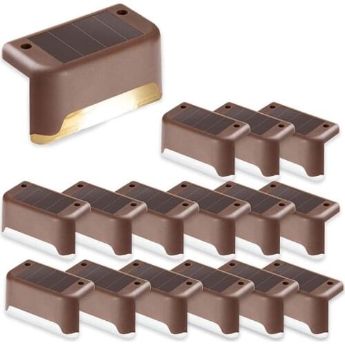 LED Solar Stair Lamp1/4/8/16pcs Waterproof Outdoor Garden Pathway Yard Patio Stairs Steps Fence Lamps Solar Night Light