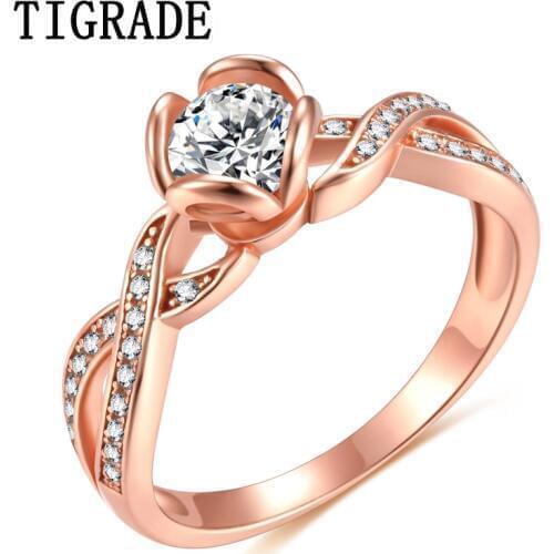 Tigrade 925 Sterling Silver Ring Rose Gold Color Woman Infinity AAA+ CZ Wedding Band Engagement Ring anel feminino Anniversary