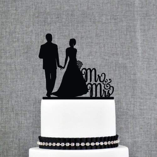 Wedding Cake Topper,Bride and Groom Wedding silhouette Cake Topper,Mr and Mrs Wedding Classic decoration Supplies