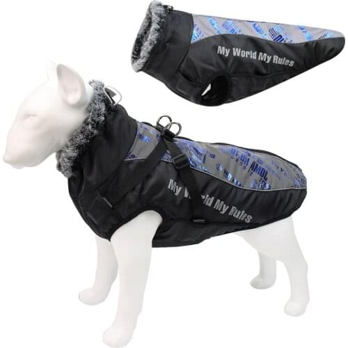 Outdoor Reflective Dog Clothing Warm Pet Stormsuit Dog Costumes for Large Dogs High Collar Golden Retriever Coat Shepherd Dog