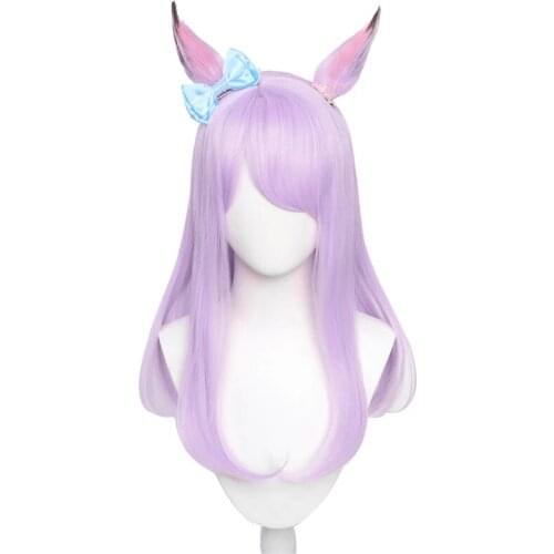 Uma Musume: Pretty Derby Mejiro McQueen Wigs Cosplay Costume Women Purple Hallowen Party Role Play Wig + Ears + Wig Cap