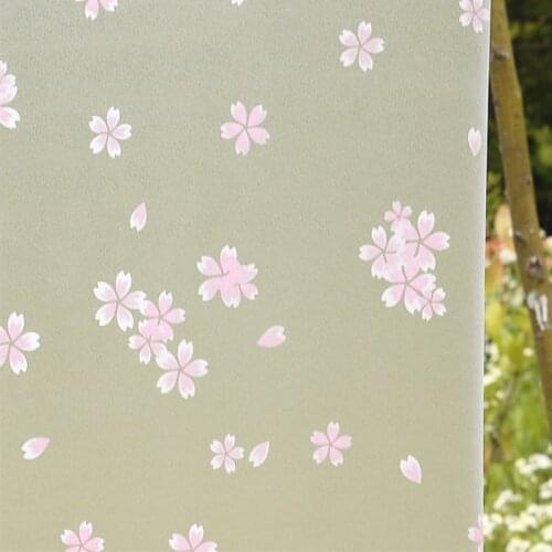 Pink cherry pattern thickened electrostatic frosted glass film living room bedroom bathroom kids room kindergarten window film