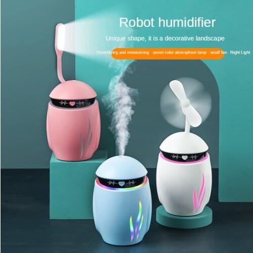 USB The New Interface Fan Night Light Robot Creative Moisturizing Aromatherapy Atomizing Air Humidifier Aromatherapy Diffuser