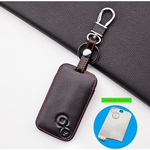 High quality carrying leather car key chain key case cover for renault laguna 2 buttons intelligent key dust collector