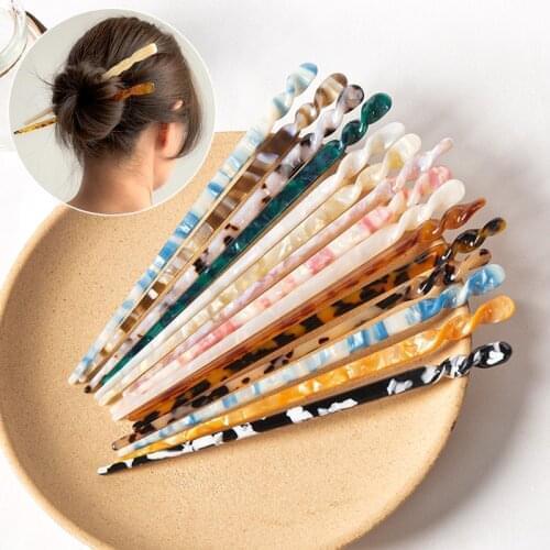 Simple Style Acetate Resin Hair Sticks Women Girls Elegant Hairpins Headwear Wedding Party Hair Accessories Jewelry Gifts