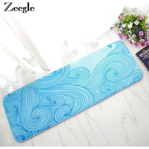 Zeegle Wave Stripe Doormat For Entrance Long Floor Mat Kitchen Non-slip Mat Home Living Room Carpet Bathroom Bath Rug