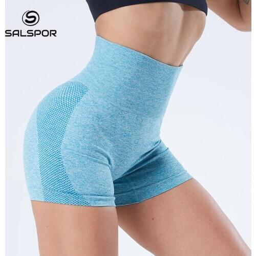 SALSPOR Women Seamless Fitness Shorts Push Up Short Leggings High Waist Sports Cycling Shorts For Women Casual Leggins Female