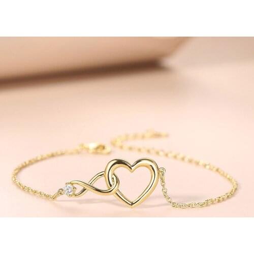 Heart Bracelet for Women Aesthetic Korean Crystal Infinite Love Choker Gold Chain Bangles Wedding Accessories Bride Jewelry H058