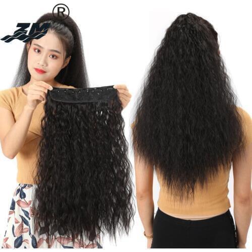 ZM 12 Colors Ombre Pink Clip In Hair Extensions 24" Long Kinky Curly Natural Hairpiece Synthetic Clip-In One Piece For Women