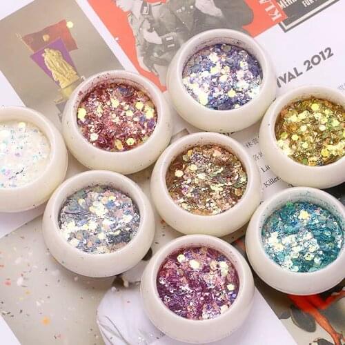 1pc Holographic Nail Glitter Powder Hexagon Sequins Powder Laser Mixed Nail Flakes Decor Accessories For Nails
