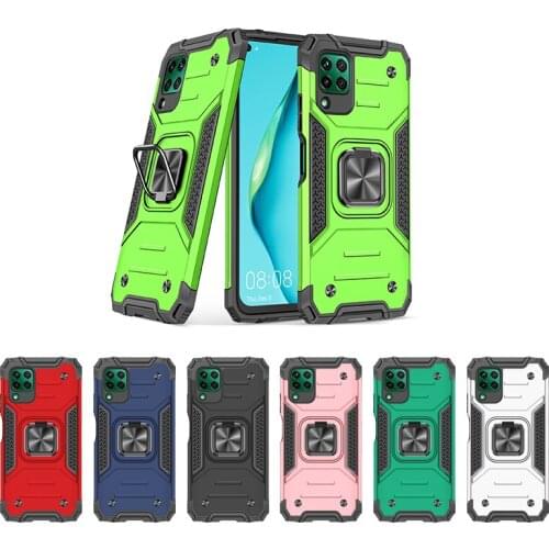100pcs/Lot Armor Phone Case For Huawei P30 Lite P40 Pro+ Pro Plus Nova 6SE 7iPC +TPU Rugged Cover With CD Grain Car Ring Bracket
