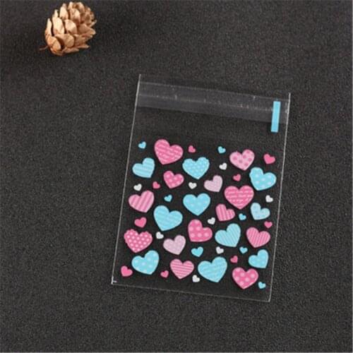 100pcs Cute Cartoon Love Plastic Bag Wedding Birthday Party Favors Cookie Candy Gift Packaging Bags OPP Self Adhesive Pouch Bag