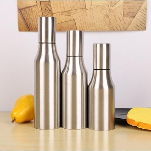 500ml / 750ml / 1000ml Kitchen Oil Bottle Stainless Steel Leak-proof Soy Sauce Vinegar Cruet Storage Dispenser Seasoning Bottle