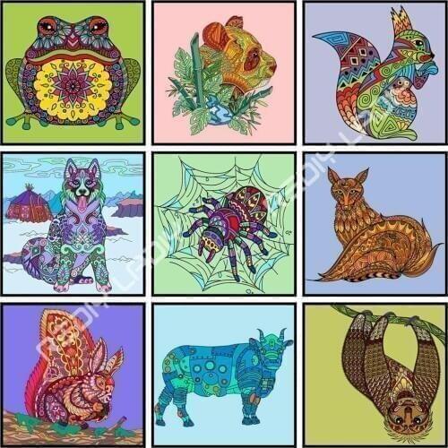 5D DIY Diamond Embroidery Colorful Animals Crystal Rhinestones Needlework Full Diamond Painting Mosaic Cross stitch Home Decor