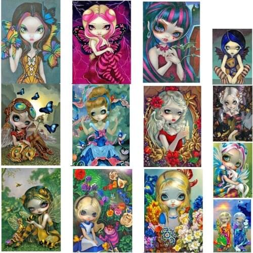 5D Diy Full Drill Diamond Painting Cartoon Big Eyes Princess Girl Doll Resin Rhinestone Mosaic Wall Art Picture Kit Home Decor