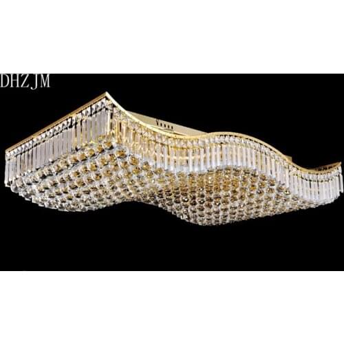 Free shipping rectangular crystal chandelier light fixture simple ceiling chandelier lights LED light source design for room
