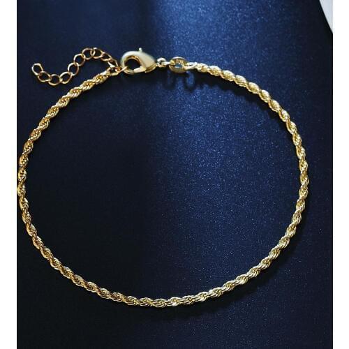 Classic Thin Twist Chain Women Anklets Bracelet Silvery/Gold Color 2mm Width Chain Ankle Jewelry Gift