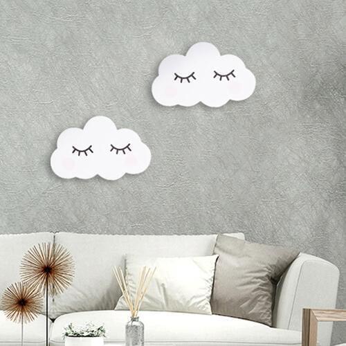 Wooden Wall Stickers Decorative Rabbit Clouds Children Kids Baby Bedroom Wood Panel Wall Sticker Living Room Home Decoration