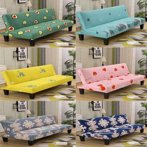 Dinosaur Fold Sofa Bed Cover Elastic Adjustable Armless Sofa Bedspread Without Armrest Removable Stretch Couch Bench Slipcovers