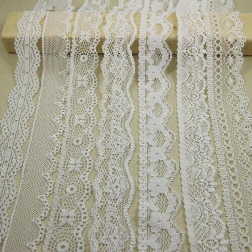 Elastic Stretch Lace trim sewing white, ivory, ivory white and creamy series mix width headband accessories K-Q&1-5