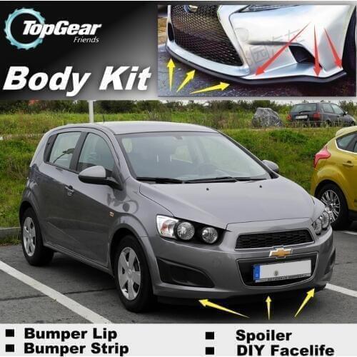 Bumper Lip Lips For Chevrolet Aveo T200 T250 T300 2002~2020 / Top Gear Shop Spoiler For Car Tuning / TOPGEAR Body Kit + Strip