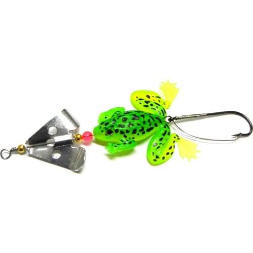 HENGJIA 1pc 4 colors soft frog spinner bait silicone frog shaped bait 8cm 6g fishing gear isca artificial bionic sequins Lure