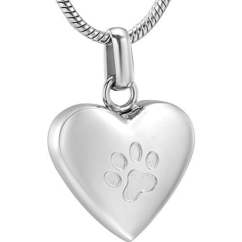 IJD8455 You Left Paw Prints On My Heart Pet Dog Cat Cremation Ashes Remembrance Urn Pendant Necklace Jewelry,Funnel Included