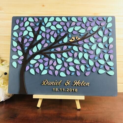 Personalized 3D Tree Wedding Guest Book ,For Wedding Unique Guest Book Gift,Mr & Mrs with tree and two birds Wedding Decor