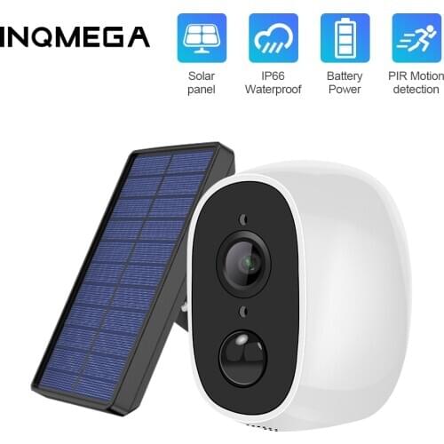 INQMEGA Solar WiFi Cameras 1080P Outdoor Wireless Security Camera Bracket 2MP HD Battery Powered PIR Motion