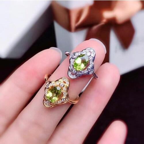 100% Natural Peridot Ring for Daily Wear 5mm*7mm Oval Cut Peridot Silver Ring Fashion 925 Silver Gemstone Ring