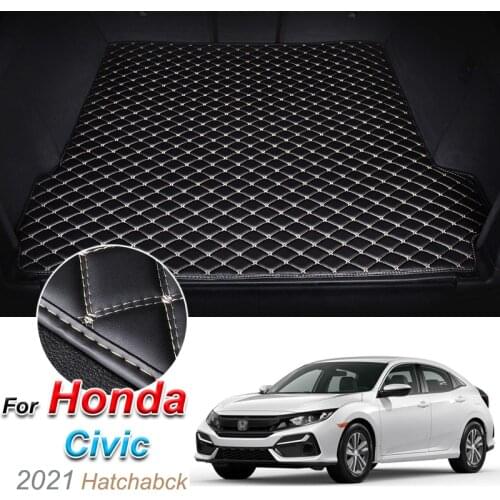 Leather Car Trunk Mat For Honda Civic 2021 Hatchback Cargo Liner Trunk Floor Pad Carpet Car Accessories